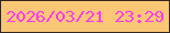 文字の大きさ：5、枠の色：34261c、背景の色：fac777、文字の色：fd3bea 無料ブログパーツのブログ時計