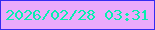 文字の大きさ：3、枠の色：342bf2、背景の色：eaaafb、文字の色：06efaf 無料ブログパーツのブログ時計