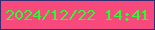 文字の大きさ：5、枠の色：342e71、背景の色：f7497c、文字の色：2df937 無料ブログパーツのブログ時計