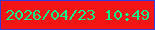 文字の大きさ：4、枠の色：343bdf、背景の色：f41517、文字の色：13ed87 無料ブログパーツのブログ時計