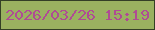 文字の大きさ：5、枠の色：343f26、背景の色：9ab160、文字の色：af4b94 無料ブログパーツのブログ時計