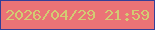 文字の大きさ：4、枠の色：343f98、背景の色：eb7376、文字の色：d2cc73 無料ブログパーツのブログ時計