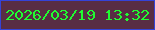 文字の大きさ：3、枠の色：3443d8、背景の色：582d44、文字の色：20fd31 無料ブログパーツのブログ時計