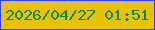 文字の大きさ：3、枠の色：3443da、背景の色：e9c208、文字の色：0c864b 無料ブログパーツのブログ時計