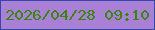 文字の大きさ：1、枠の色：3447aa、背景の色：aa80d6、文字の色：368609 無料ブログパーツのブログ時計