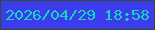 文字の大きさ：1、枠の色：344f21、背景の色：3c3ced、文字の色：14d8c4 無料ブログパーツのブログ時計