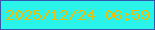 文字の大きさ：5、枠の色：3455b0、背景の色：2af3e9、文字の色：eec103 無料ブログパーツのブログ時計