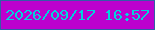 文字の大きさ：1、枠の色：345da7、背景の色：bd01ce、文字の色：01d4dc 無料ブログパーツのブログ時計