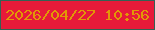 文字の大きさ：1、枠の色：346154、背景の色：e71a39、文字の色：e19806 無料ブログパーツのブログ時計