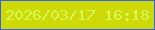 文字の大きさ：1、枠の色：3462ee、背景の色：ceda07、文字の色：daf759 無料ブログパーツのブログ時計