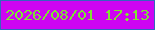 文字の大きさ：3、枠の色：3465bf、背景の色：cd05f2、文字の色：7de532 無料ブログパーツのブログ時計