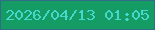 文字の大きさ：5、枠の色：346b89、背景の色：159c64、文字の色：45d9ce 無料ブログパーツのブログ時計