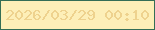 文字の大きさ：2、枠の色：346e56、背景の色：fdefb8、文字の色：eed28e 無料ブログパーツのブログ時計
