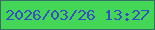 文字の大きさ：1、枠の色：347163、背景の色：44d757、文字の色：3650c3 無料ブログパーツのブログ時計