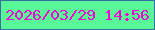 文字の大きさ：2、枠の色：3471a3、背景の色：5af798、文字の色：f501d2 無料ブログパーツのブログ時計