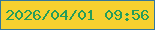 文字の大きさ：4、枠の色：34769c、背景の色：f6d02f、文字の色：269d5a 無料ブログパーツのブログ時計