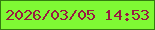 文字の大きさ：2、枠の色：347c10、背景の色：7ff934、文字の色：981a42 無料ブログパーツのブログ時計