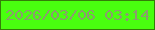 文字の大きさ：1、枠の色：347e08、背景の色：49ff0f、文字の色：8c9b6f 無料ブログパーツのブログ時計