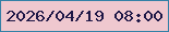 文字の大きさ：2、枠の色：3480a6、背景の色：efc8cf、文字の色：1e1746 無料ブログパーツのブログ時計