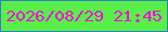 文字の大きさ：5、枠の色：3481c6、背景の色：58ef49、文字の色：fb07e0 無料ブログパーツのブログ時計