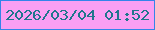 文字の大きさ：5、枠の色：3484ea、背景の色：fa9ff3、文字の色：20768d 無料ブログパーツのブログ時計