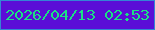 文字の大きさ：1、枠の色：3485d5、背景の色：5b0ed7、文字の色：1be184 無料ブログパーツのブログ時計