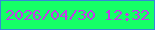 文字の大きさ：5、枠の色：3488d8、背景の色：15ff66、文字の色：c43ae9 無料ブログパーツのブログ時計