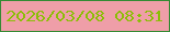 文字の大きさ：3、枠の色：348a33、背景の色：ef9ea8、文字の色：8bbe06 無料ブログパーツのブログ時計