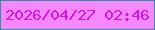 文字の大きさ：5、枠の色：348ea1、背景の色：f588fb、文字の色：d112eb 無料ブログパーツのブログ時計
