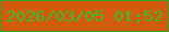 文字の大きさ：4、枠の色：34a02c、背景の色：d25b0c、文字の色：36bf33 無料ブログパーツのブログ時計