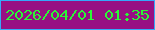 文字の大きさ：5、枠の色：34a9fa、背景の色：971083、文字の色：2cf736 無料ブログパーツのブログ時計