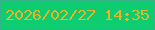 文字の大きさ：4、枠の色：34b388、背景の色：0dcd70、文字の色：e5b52b 無料ブログパーツのブログ時計