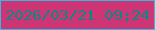 文字の大きさ：5、枠の色：34b9e4、背景の色：ce3575、文字の色：0d8782 無料ブログパーツのブログ時計