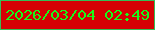 文字の大きさ：5、枠の色：34be56、背景の色：d60104、文字の色：17fa1a 無料ブログパーツのブログ時計