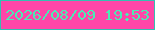 文字の大きさ：2、枠の色：34c0b1、背景の色：ff46a8、文字の色：4cecb4 無料ブログパーツのブログ時計