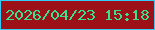 文字の大きさ：1、枠の色：34cbf9、背景の色：9b1117、文字の色：3bdf90 無料ブログパーツのブログ時計