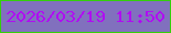 文字の大きさ：3、枠の色：34cf0b、背景の色：8170be、文字の色：b00df2 無料ブログパーツのブログ時計