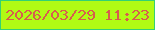 文字の大きさ：2、枠の色：34d174、背景の色：b1fb14、文字の色：d75d4e 無料ブログパーツのブログ時計