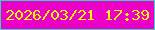 文字の大きさ：2、枠の色：34d4c1、背景の色：ea00c7、文字の色：fbfa05 無料ブログパーツのブログ時計