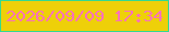 文字の大きさ：2、枠の色：34d990、背景の色：eed009、文字の色：f972b8 無料ブログパーツのブログ時計