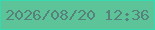 文字の大きさ：1、枠の色：34dbb1、背景の色：5dc49a、文字の色：57827b 無料ブログパーツのブログ時計