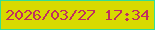 文字の大きさ：3、枠の色：34de92、背景の色：d8da00、文字の色：c0305e 無料ブログパーツのブログ時計