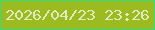 文字の大きさ：1、枠の色：34df79、背景の色：9cbb21、文字の色：e2eabf 無料ブログパーツのブログ時計