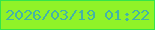 文字の大きさ：4、枠の色：34e54a、背景の色：90f328、文字の色：44b3a6 無料ブログパーツのブログ時計