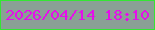 文字の大きさ：1、枠の色：34e633、背景の色：8aa095、文字の色：e50fea 無料ブログパーツのブログ時計