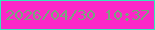 文字の大きさ：1、枠の色：34e9b9、背景の色：fb28c8、文字の色：78a57d 無料ブログパーツのブログ時計