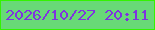 文字の大きさ：3、枠の色：34f301、背景の色：68d977、文字の色：7f33df 無料ブログパーツのブログ時計