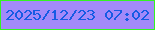 文字の大きさ：3、枠の色：34f322、背景の色：a38af9、文字の色：165be4 無料ブログパーツのブログ時計