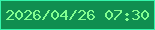 文字の大きさ：5、枠の色：34f5ac、背景の色：108e50、文字の色：82fe91 無料ブログパーツのブログ時計