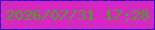 文字の大きさ：4、枠の色：3500ca、背景の色：d528c0、文字の色：3ead15 無料ブログパーツのブログ時計